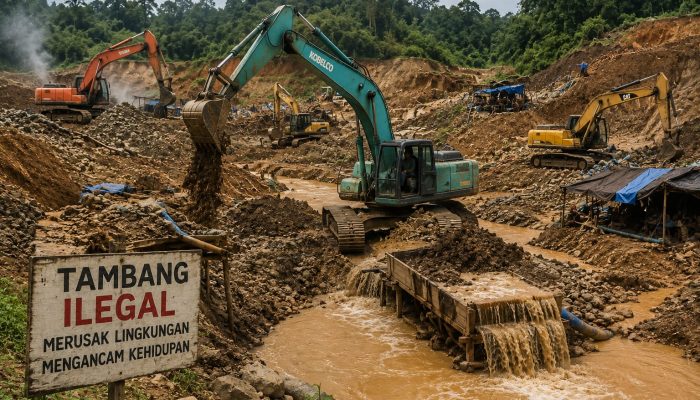 Alat Berat Milik Andre Leluasa Mengeruk Lokasi Tambang Ilegal, Diduga Kerabat Dekat Oknum Aparat
